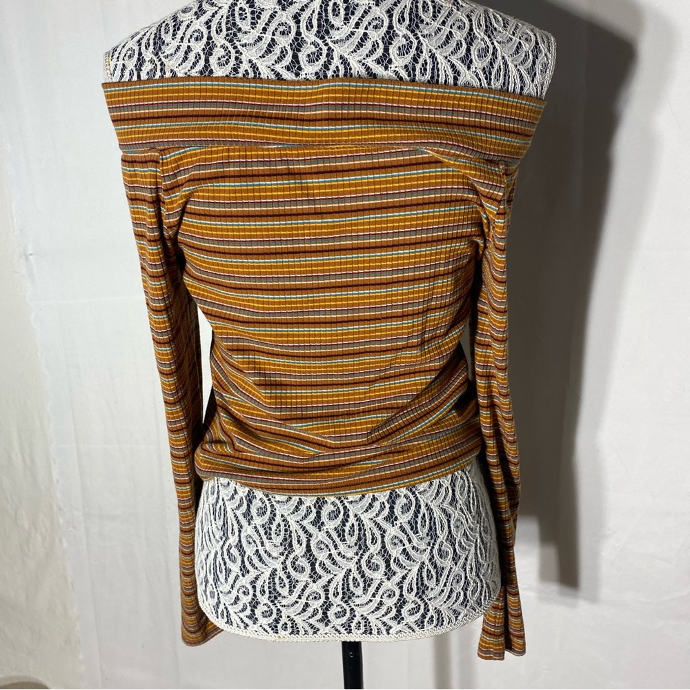 Arizona Jeans Co. Retro Y2K Striped Off Shoulder Long Sleeve Crop Top L - Picture 13 of 14